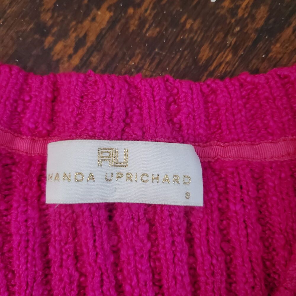 Amanda Uprichard fuchsia pink cropped V-neck sweater SIZE S MSRP $69